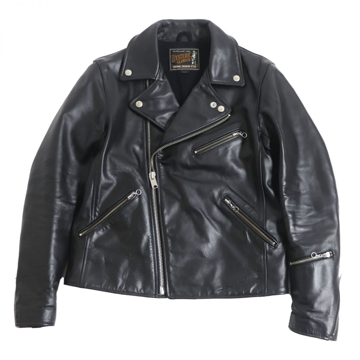 HYSTERIC GLAMOUR Kip Leather Double Riders Jacket Blouson Black 