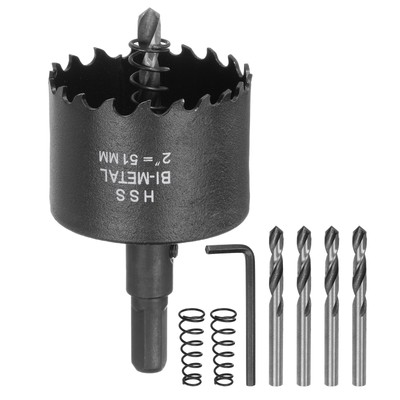 Bi-Metal Hole Saw Kit 51mm (2'') 15/32'' Hex Shank High-Speed Steel Black