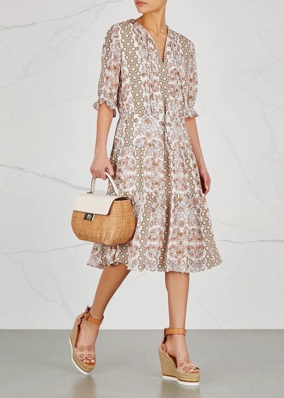 Abito Tory Burch Serena in seta Hicks Garden 12 coulisse