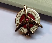 Vintage National Airlines Service Award Pin Gold Filled W/ Ruby