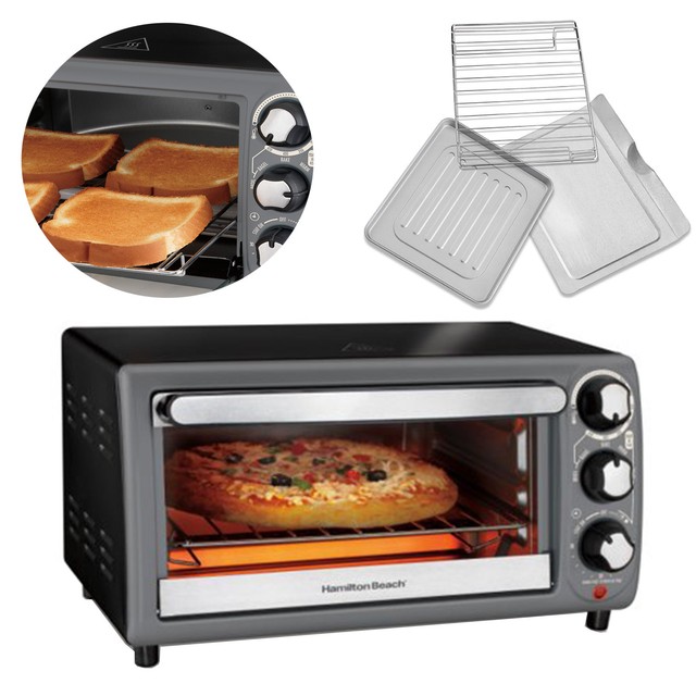 Countertop Oven Toaster 4 Slice White Pizza Toast Bake Broil