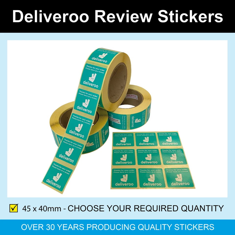 Deliveroo Review Stickers - 45 x 40mm
