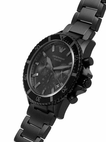 Orologio da uomo Emporio Armani AR11363 Diver quadrante nero All Black NUOVO - Foto 3 di 7