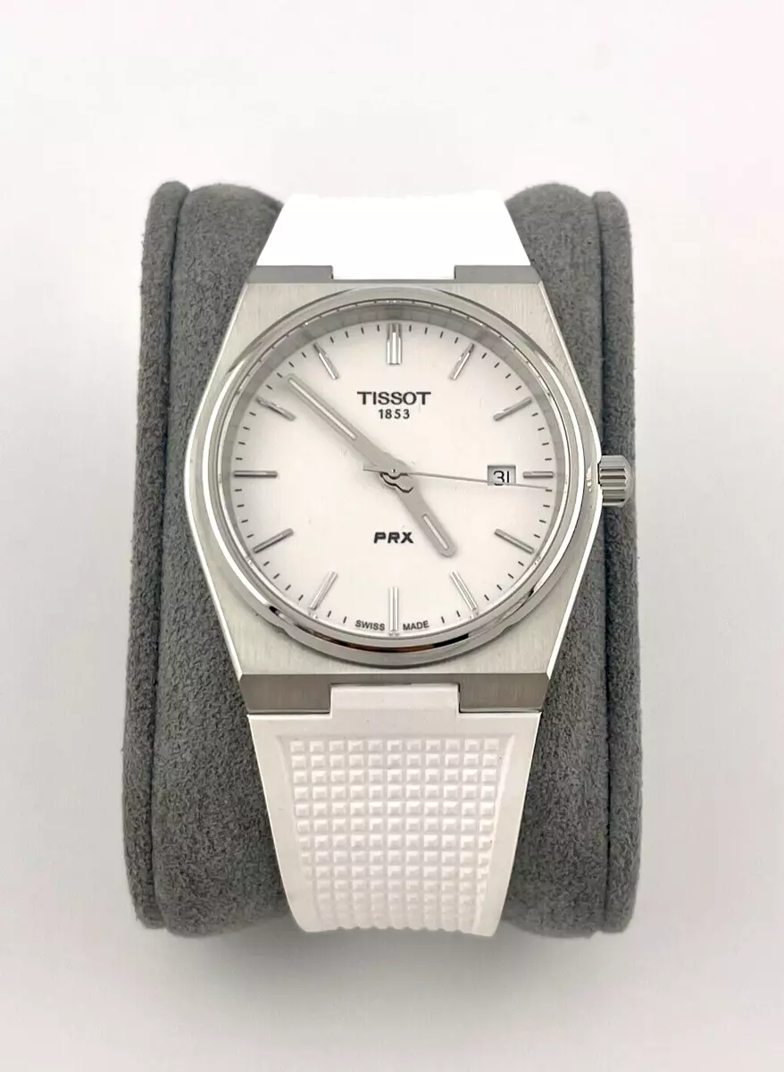 Tissot PRX White Dial Rubber Strap Watch T1374101701100 New In Box With Tags