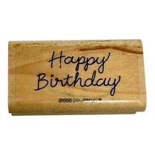 Stampin  Up Happy Birthday Wood Mounted Rubber Stamp Vintage 1998