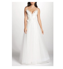 TADASHI SHOJI EMBELLISHED TULLE IVORY BALLGOWN WEDDING DRESS sz 6