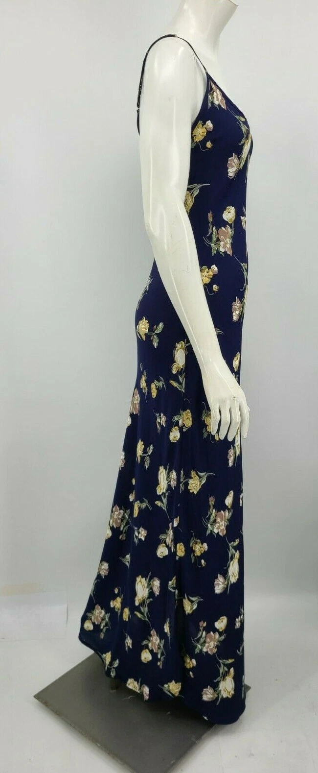 Nuovo Flynn Skye Celine Maxi Abito Slip Donna Grande Blu Profondo Fiori Floreale