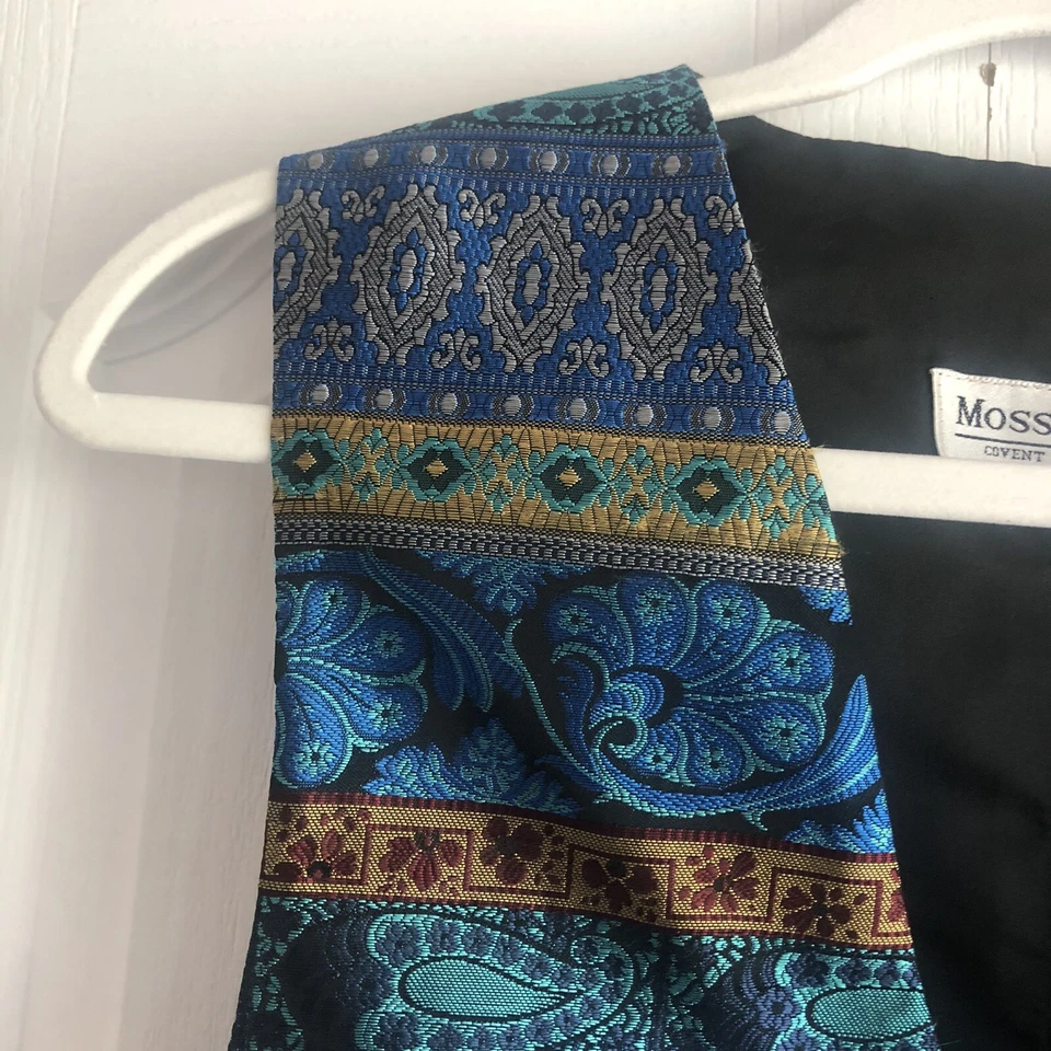 Moss Bros Green Black Floral Pattern Wedding Formal Waistcoat Men's L 40/42" - Image 3 of 4