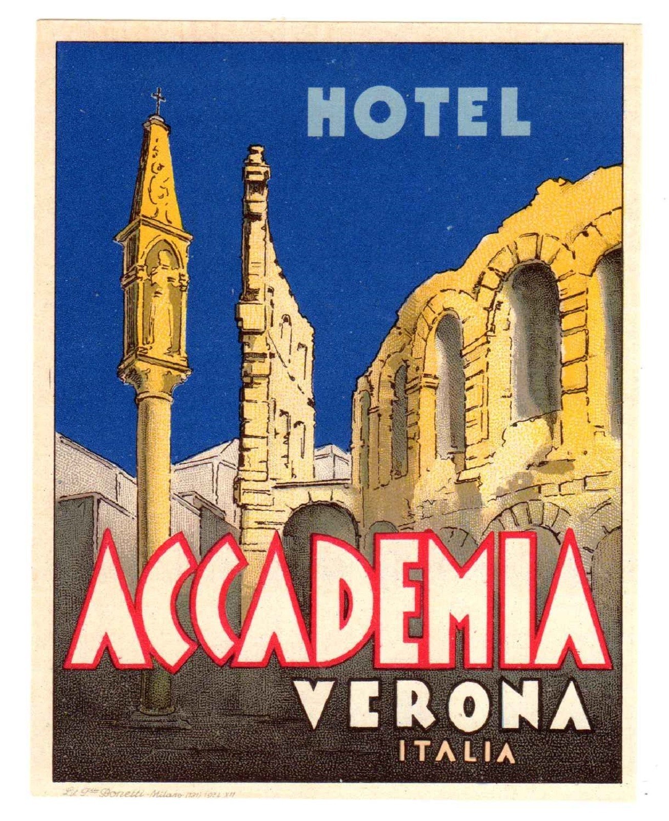 Italy Verona Hotel Accademia Luggage Tag (1218)-image