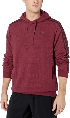  Adidas DH9088 Men ATHLETICS Three Stripes Pullover Hoodie Sweatshirt XL  