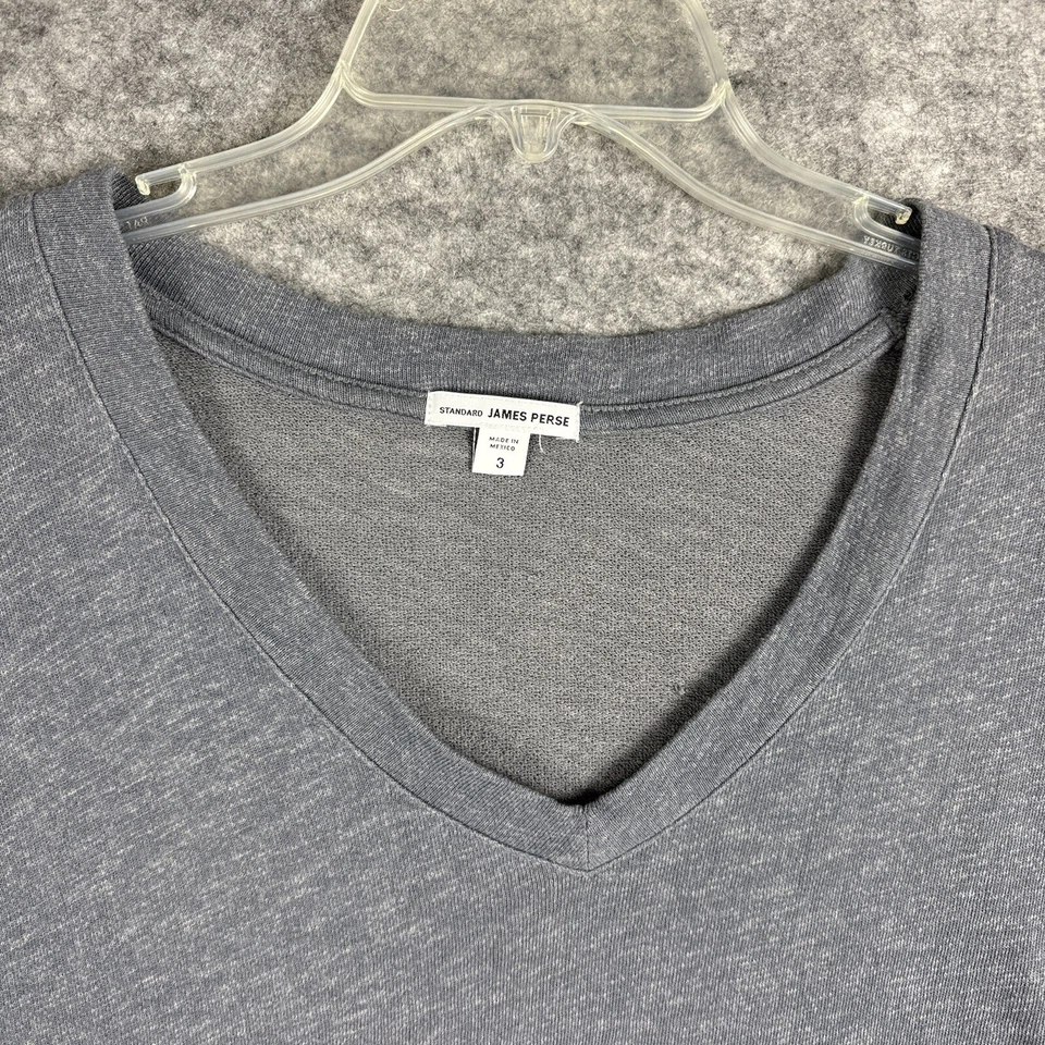 Standard James Perse Womens Top 3 Gray V Neck Long Sleeve Casual Shirt - Image 3 of 4