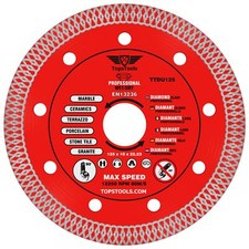 TopsTools 125mm Thin Turbo Diamond Grinder Cutting Blade Disc for Tiles 5inch