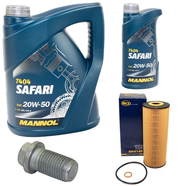 MotoröL Set 20W-50 6 Liter + ÖLfilter SH 414 P + Schraube FüR Mercedes E-Klasse-image