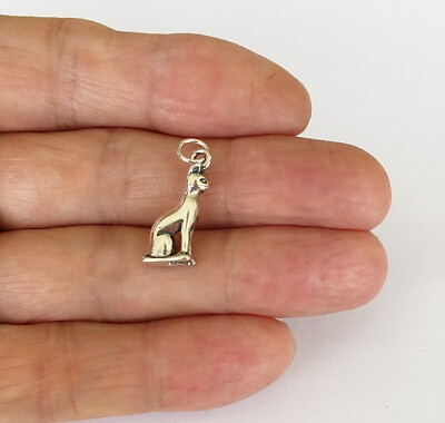 Sterling Silver 21mm 3d Cat sitting charm