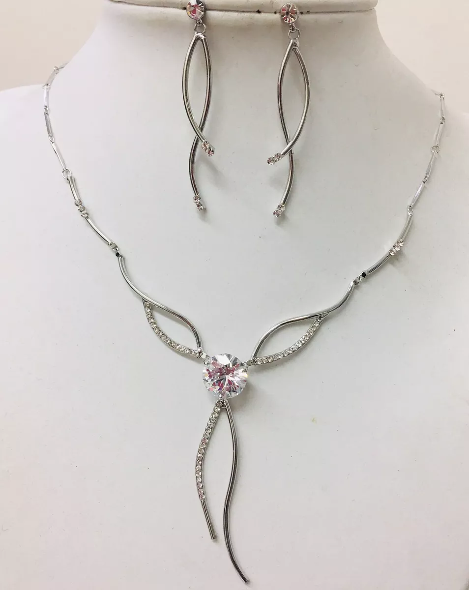 Silver colour jewellery sale set