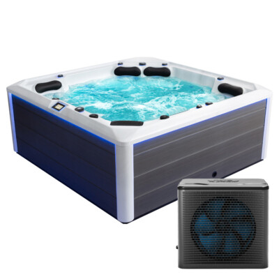 Outdoor-Whirlpool 225x225 cm in grau Sterling Silver mit Wärmepumpe SPA