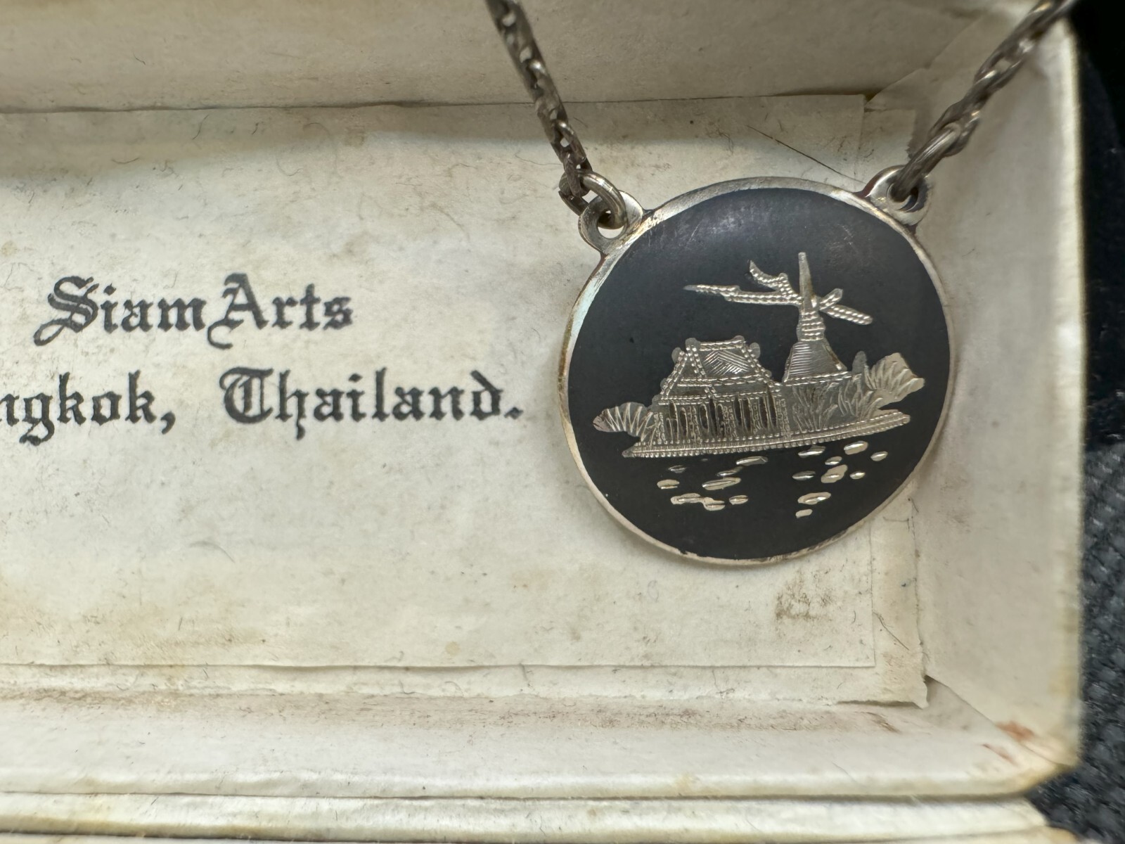 VTG SIAM ARTS BANGKOK NIELLO DANCING GODDESS STERLING SILVER TIE BAR CLIP