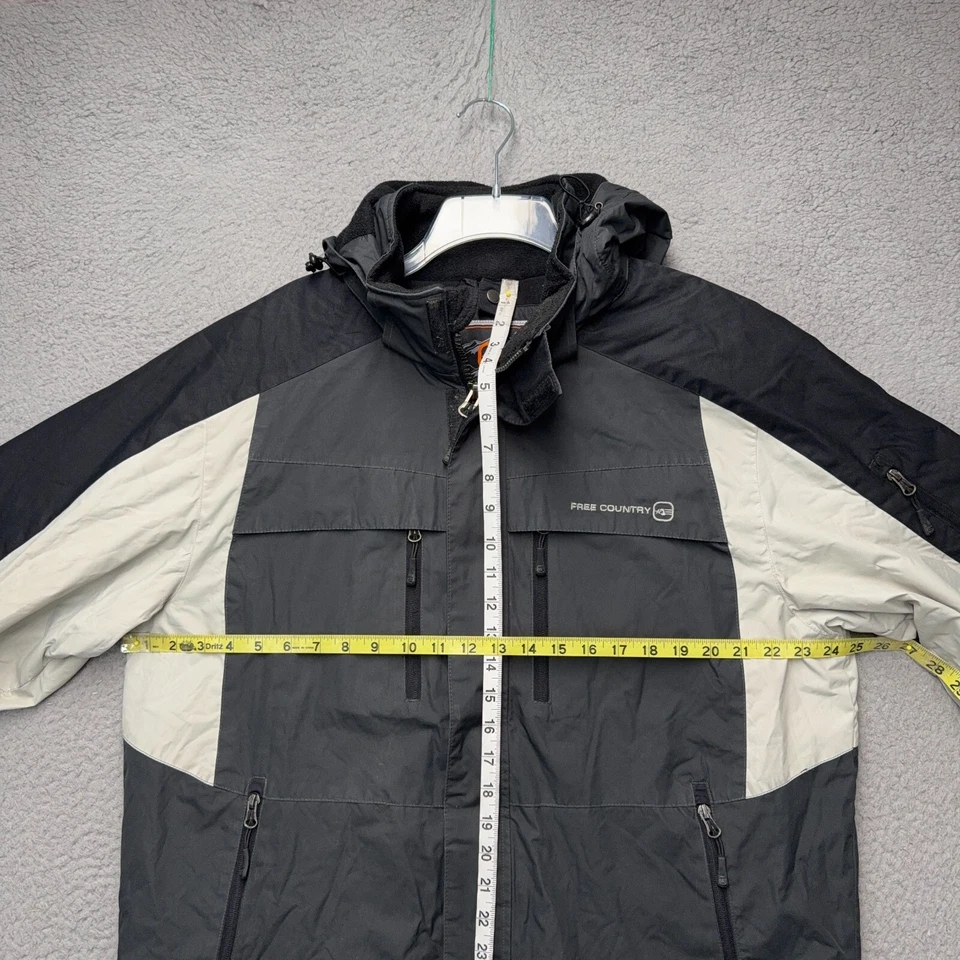 Free Country FCXtreme Jacket Mens M Gray Black Full Zip Lined Hood Outdoors FLAW - Image 2 of 4