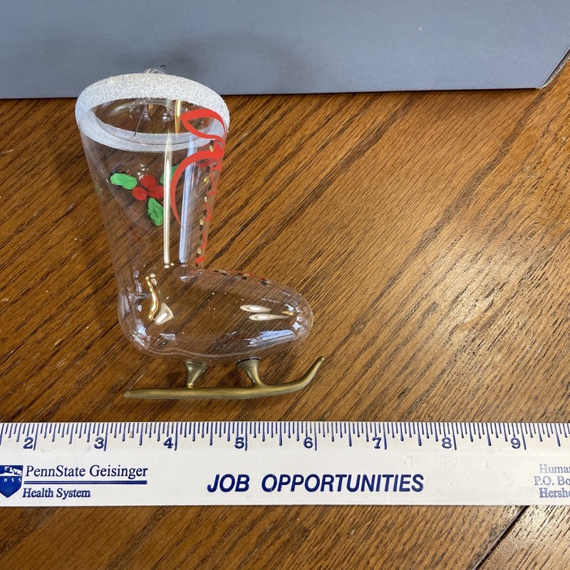 Glass Ice Skate Christmas Ornament 