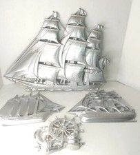 four nautical 3D ships wall hanging art ready to hang in good condition