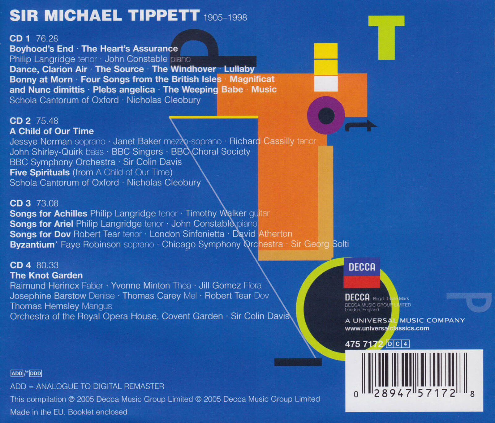Photo 2 - Tippett: A Child of Our Time, chants Music, Boyhood&#039;s End, chansons, 4 CD, comme neuf