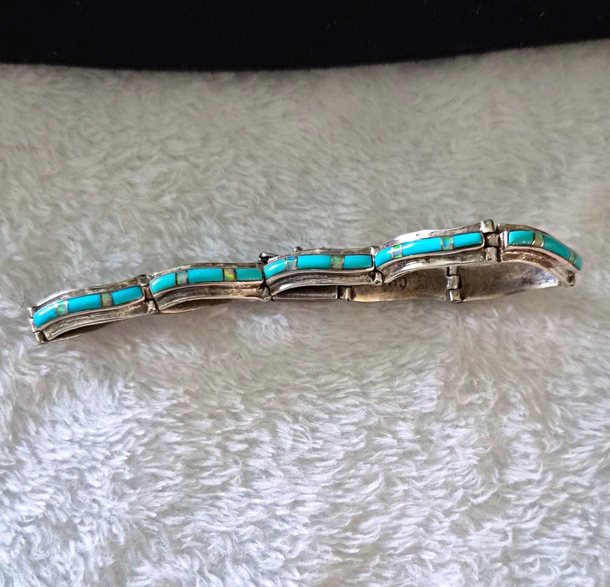 Echt Indianer 925 Türkis Inlay Gliederarmband Verschluss von CH Stamm