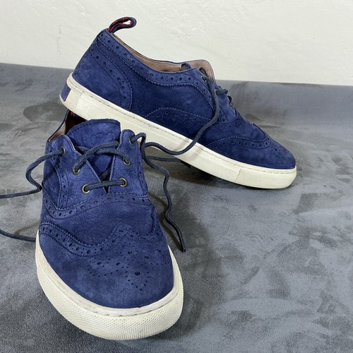 Polo Ralph Lauren Navy Brogued Sneakers Jarrod Wingtip 9 D Leather Shoes