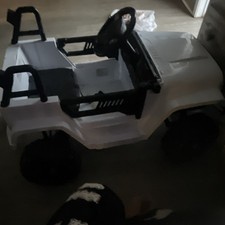Kids Battery Powered Ride-On Jeep Style Car, Cars Theme, White/Black