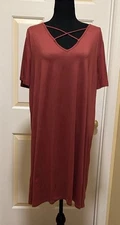 Women’s Charming Charlie Size Xl Rust/Red Crisscross, Neck Dress ￼