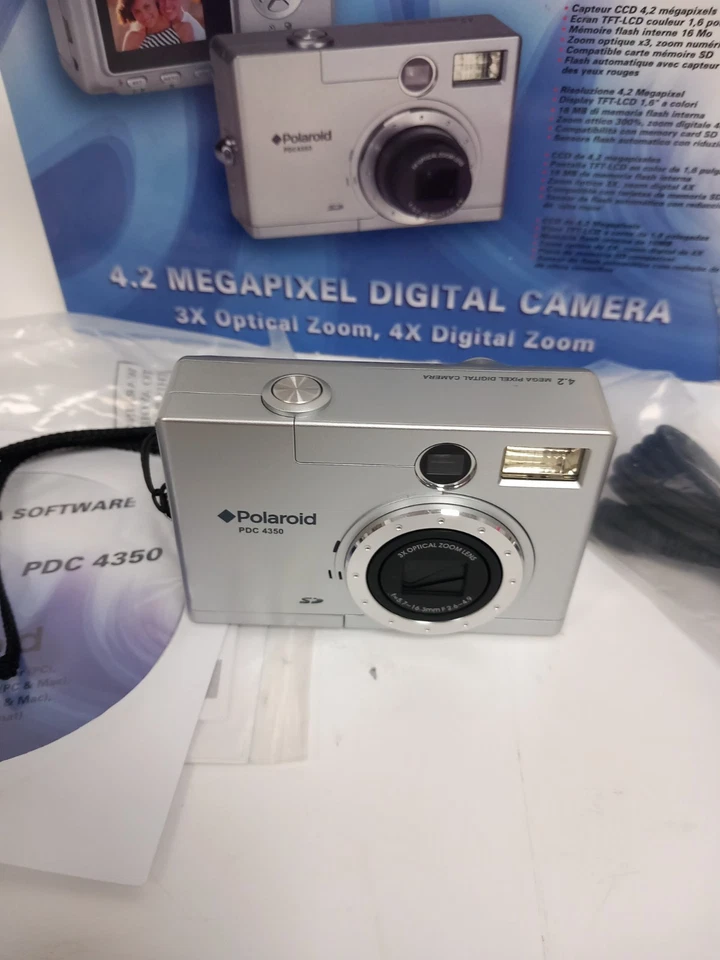 Polaroid PDC 4350 Digital Camera 4.2mp Silver Boxed Accessories - Image 4 of 4