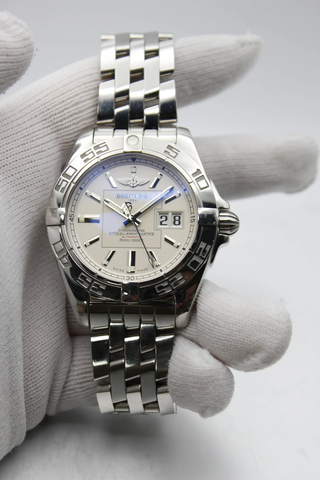 Breitling Galactic 41 Steel Silver Dial Automatic Mens Watch