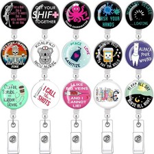 15 Pack Funny Badge Holder Retractable Reel Nurse Quote ID Clip Cute Nursing for