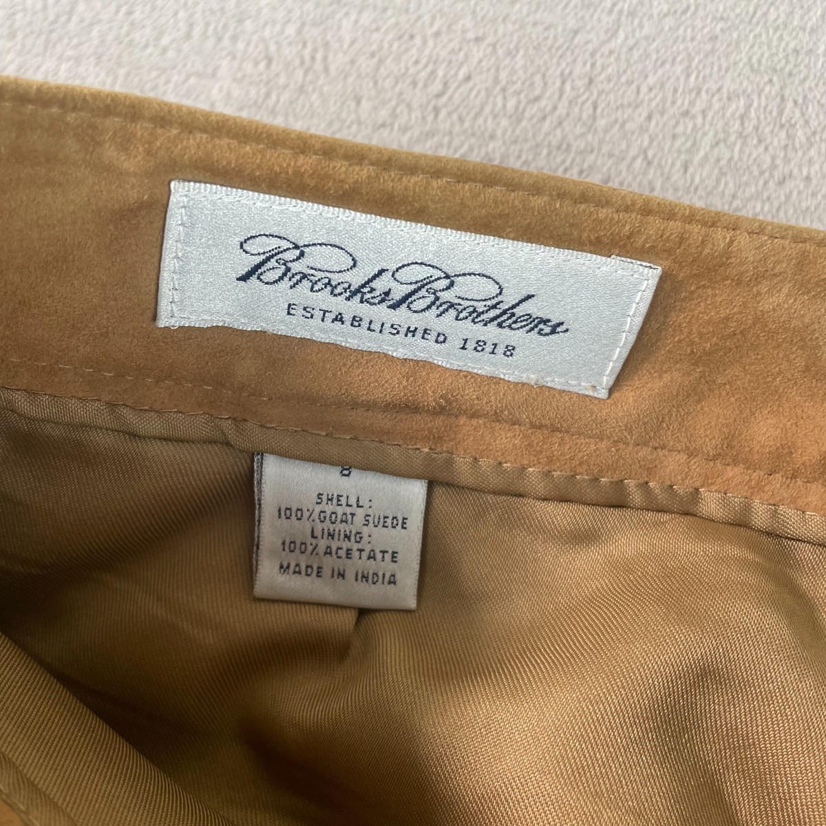 Vintage Brooks Brothers Goat Suede Leather Pants Women 8 Brown Bootcut Lined View 2