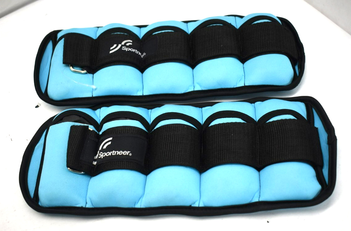 Sportneer Adjustable Ankle Weights 1 Pair 1-5 lbs Per Leg Weight Black & Blue