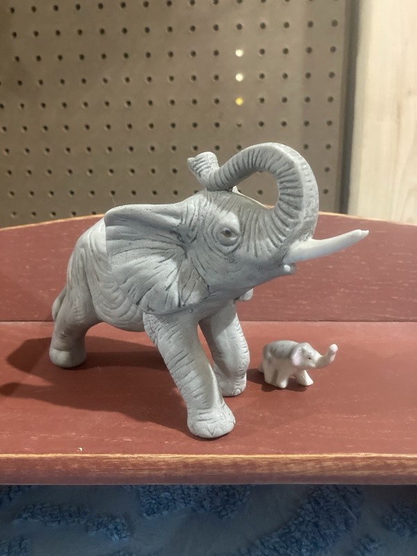 Vintage Mini Elephant Figurine Made In Japan White Vtg gray porcelain elephant