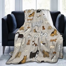 Cute Dogs Animal Throw Blanket Ultra Soft Warm All Season Decorative Fleece B...