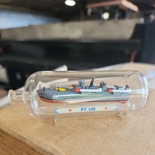 MICRO MACHINES PT 109 DESTROYER SHIP IN A BOTTLE NAVY WWII MINIATURE REPLICA