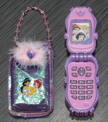 Vintage Disney Princess 1st Version Flip Phone Complete w/Case 1 Owner Works