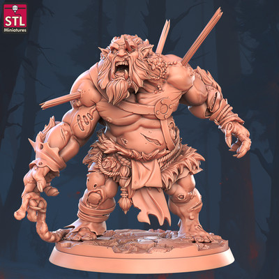 Pfeile durchbohrter Oger Miniatur Zombie Troll Figur für TTRPG's wie D&D 5e DSA