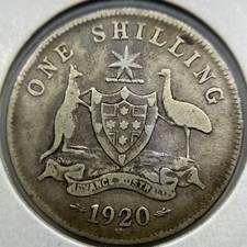 1920 Shilling Coin - good Fine - George V Silver Predecimal Australian