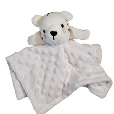 White Tiger Lovey Plush Baby Security Blanket Soft Dotted Minky 11" Plushie