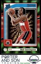 Bub Carrington RC Holo Green Laser 2024-25 Donruss #220 Washington Wizards