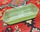 vintage Fire King Jadite glass refrigerator dish with Glass lid