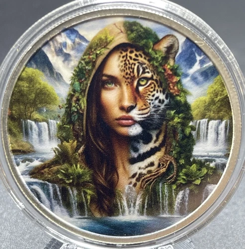 Hayleybug 1 oz Wild Within Cat Woman 6/15 Mintage silver Art Round .999