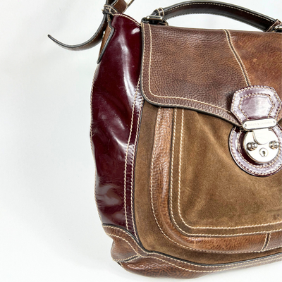 Dolce & Gabbana Miss Catch Bag Vintage Y2K Brown Leather Suede 