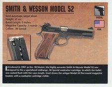 SMITH & WESSON MODELLO 52 PISTOLA .38 pistola speciale armi da fuoco classiche SCHEDA FOTOGRAFICA