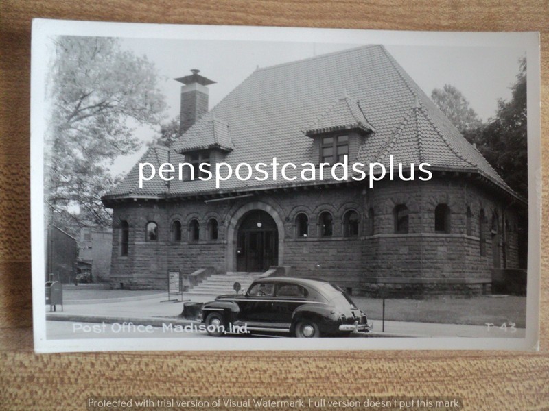 MADISON IN Indiana Post Office vintage RPPC Postcard