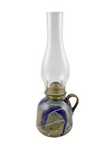 Vintage Studio Art Pottery Drip Glaze Speckled Stoneware Kerosene Oil Lamp