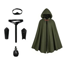 Medieval Costume Set for Men Women, Renaissance Hooded Cloak Viking Outfit