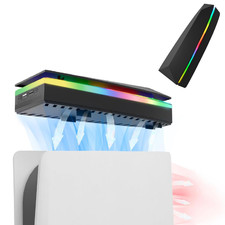 Dustproof PS5 Cooling Fan PS5 Fan With 7 Modes RGB Light Low Noise Cooler Black